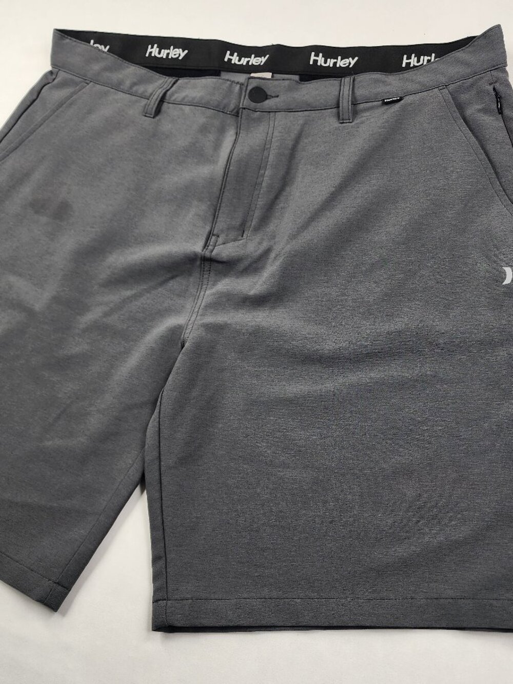 Hurley Mens 40 Gray Hybrid Shorts Stretch Performance Quick Dry Walk Flaw Good